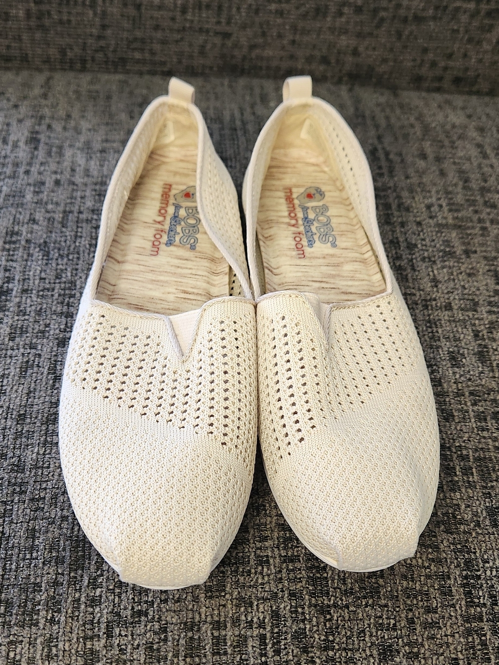 Skechers Women's Slip-On Knit Flats in Off-White
